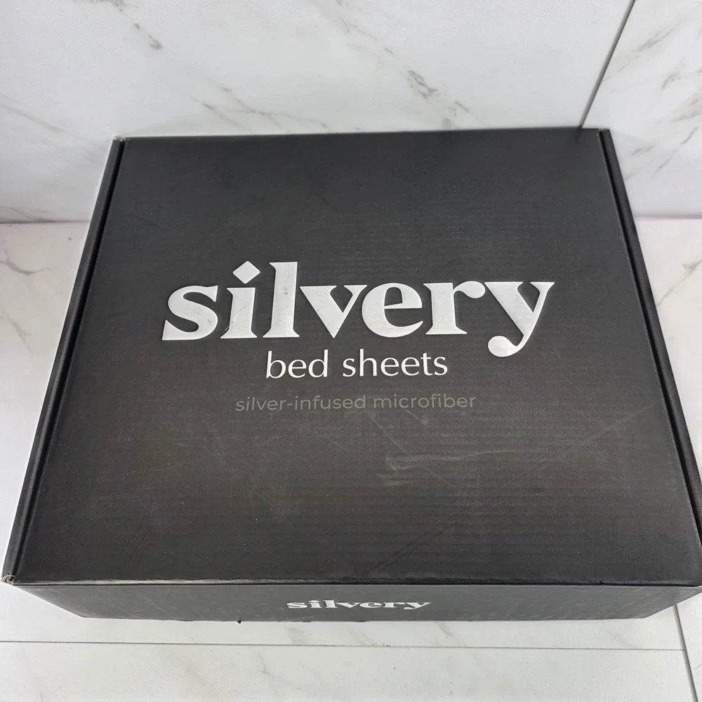 Silvery Bed Sheets Queen‎ Size Silver Infused Microfiber Soft Hypoallergenic